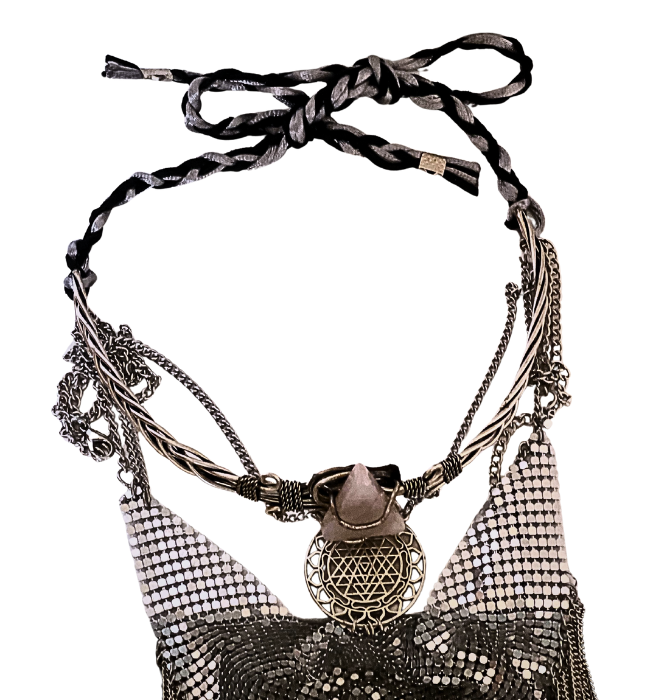 Tiara Mascara plata/ Flor de la vida cuarzo