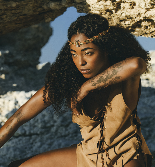 Tiara étnica/ cuarzo artesanal