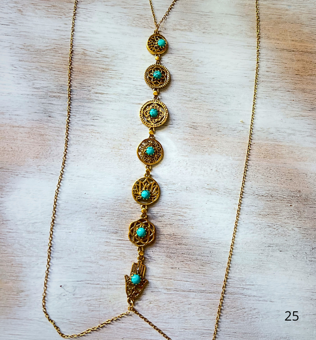 Cadena de cuerpo dorada boho / Turquesas serenidad y armonía