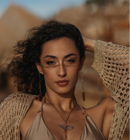 Cadena facial hecha a amano/ Piedra ojo de tigrte