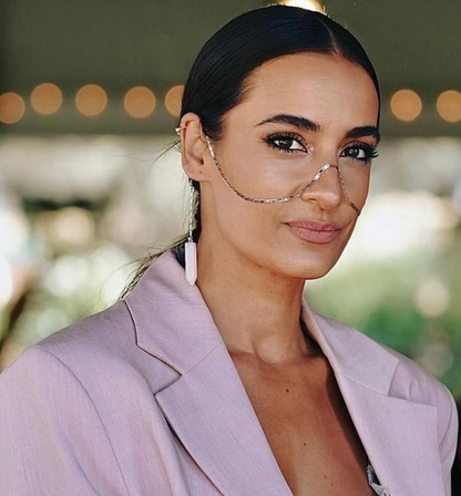 Cadena facial boho/ Artesanal cuarzo rosa