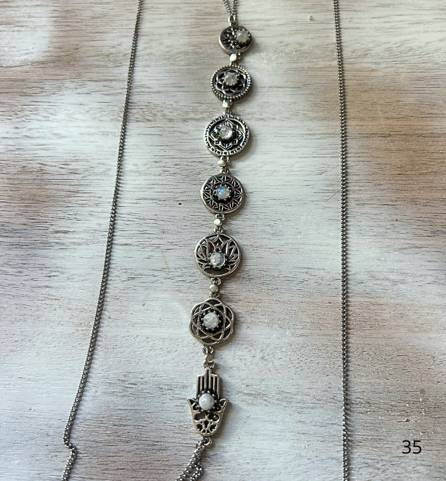 Cadena de cuerpo plata boho/ piedra lunar empoderamiento