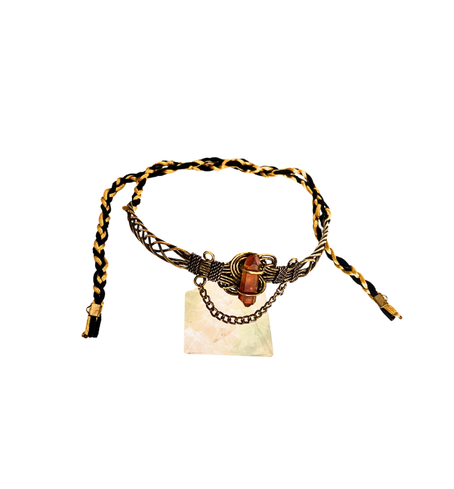 Tiara boho cuarzo naranja/ Mística energética