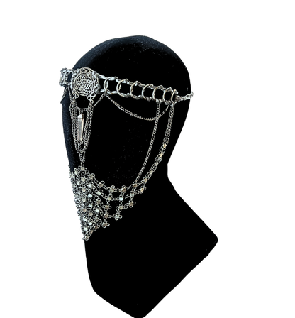 Tiara mascara plata / Joya mística geometría festival