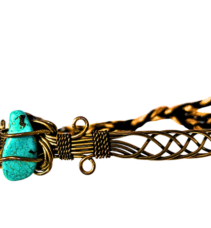 Tiara boho dorada/ Piedra turquesa