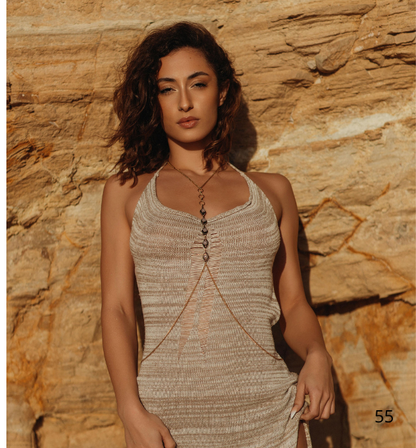 Cadena de cuerpo femenina / Amor cuarzo rosa