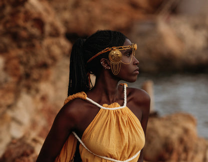 tiara cleopatra dorada con cuarzo citrino natural