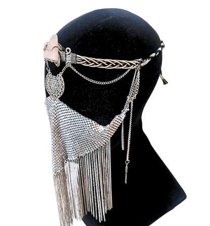 Tiara Mascara plata/ Flor de la vida cuarzo