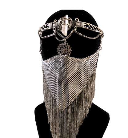 Tiara Mascara plata/ Flor de la vida cuarzo