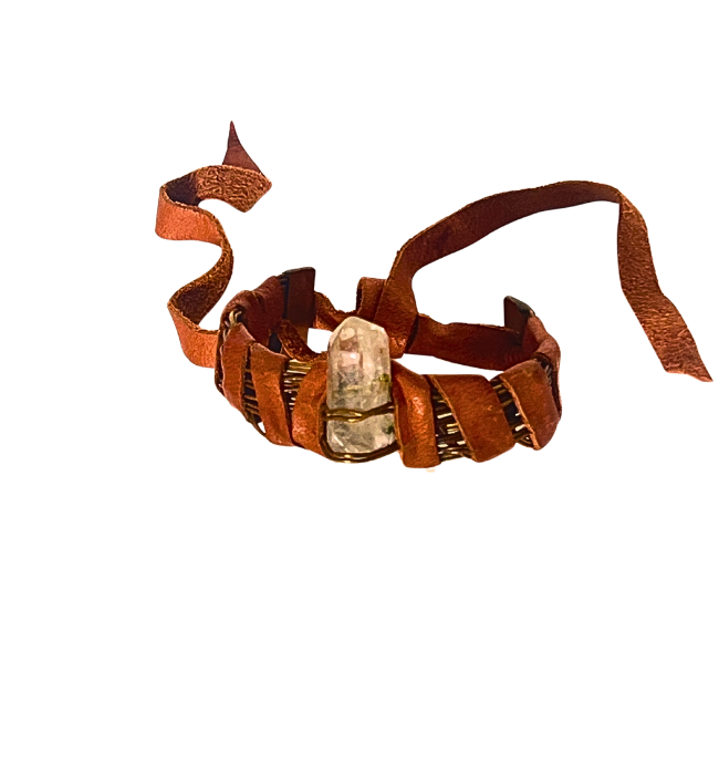 Pulsera mística/ cuarzo y piel