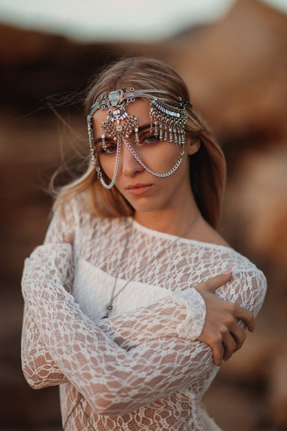 Tiara Oceano plata boho/ Mística y energética