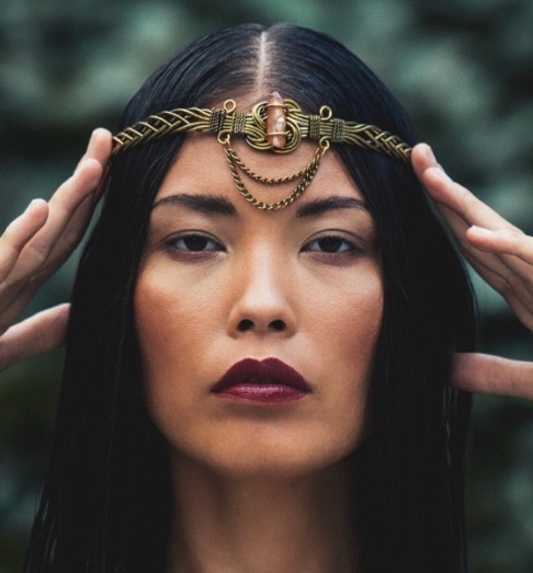 Tiara boho cuarzo naranja/ Mística energética