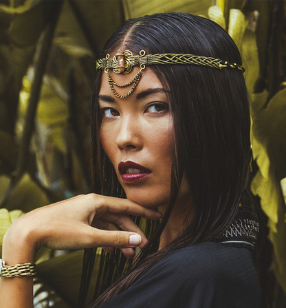 Tiara boho cuarzo naranja/ Mística energética