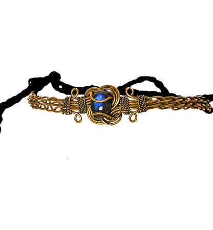 Tiara dorada Ibiza/ Piedra azul labradorita