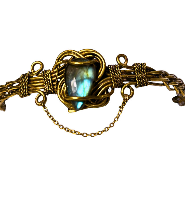 Tiara dorada Ibiza/ Piedra azul labradorita