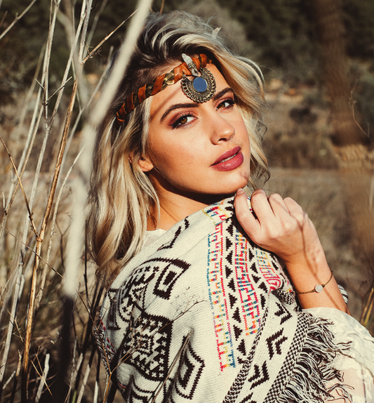 Tiara étnica artesanal/ Cuarzo de energia