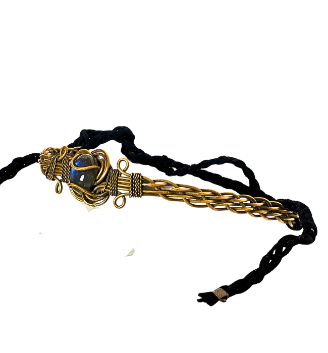 Tiara dorada Ibiza/ Piedra azul labradorita