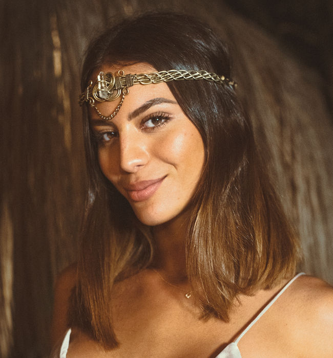 Tiara artesanal Ibiza/ Cuarzo energético