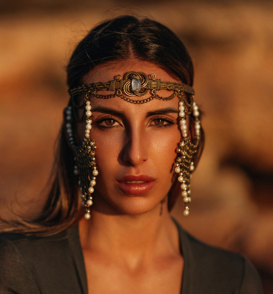 Tiara boho/ Perlas piedra de luna