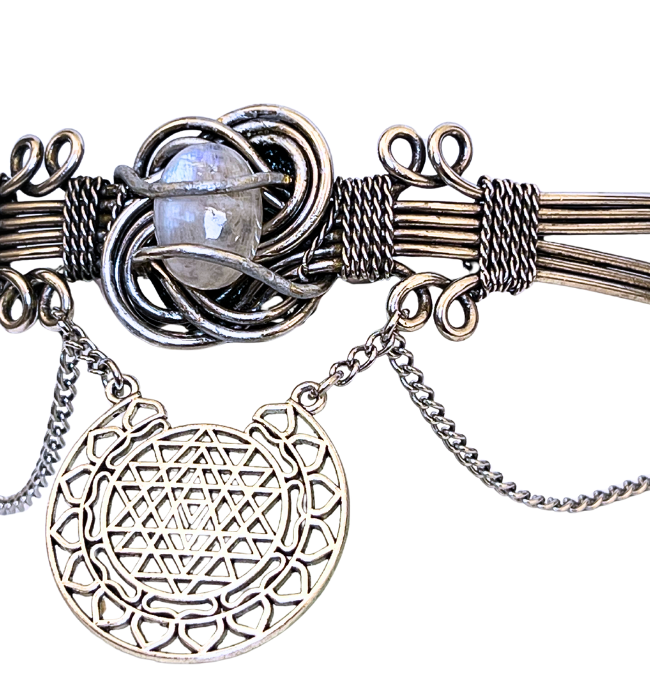 Eterna Tiara boho / geometría espiritual piedra lunar