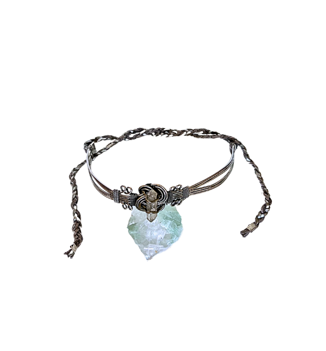 Tiara plata artesanal bohemia / Brillo y piedra cristal