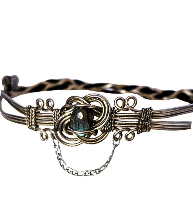 Tiara boho Ibiza/ Piedra labradorita azul mística