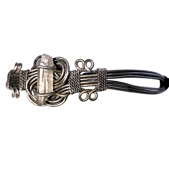 Tiara plata artesanal bohemia / Brillo y piedra cristal