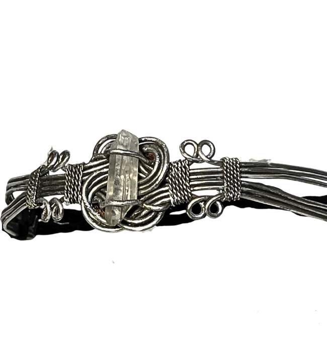 Tiara plata artesanal bohemia / Brillo y piedra cristal