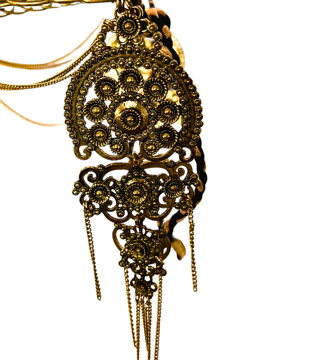 Tiara boho piedra azul /  Artesanal Diosa mística